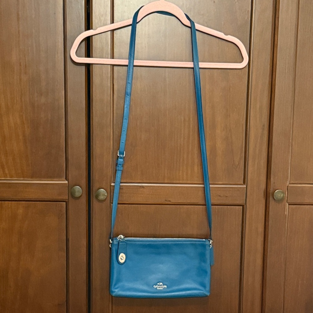 Coach Teal Blue Leather Crossbody Bag